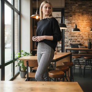 LOFT Glen Plaid Leggings. Made Of Trouser Fabric Size Large EUC